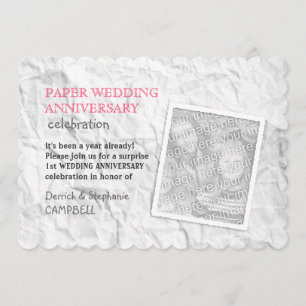 Invitación Aniversario del primer Boda de papel ardiente