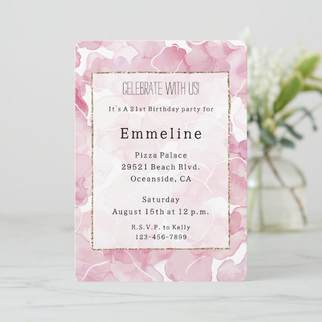 Invitación Aniversario del Resumen Rosa de moda (Anverso de pie)