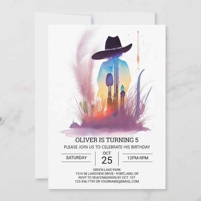 Invitación Aniversario del Rodeo Occidental de Cowboy (Anverso)