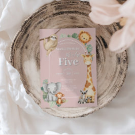 Invitación Aniversario del Safari de la Selva Tropical Rosa