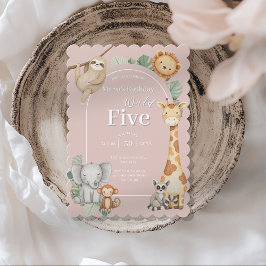 Invitación Aniversario del Safari de la Selva Tropical Rosa