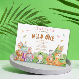 Invitación Aniversario del Safari Woodland Tribal Wild One