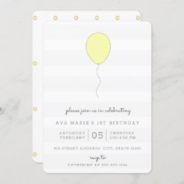 Invitación Aniversario del simple globo amarillo chic de Shab