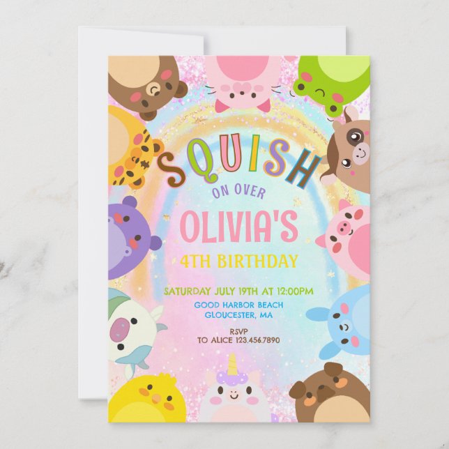 Invitación Aniversario del Squishmallow (Anverso)