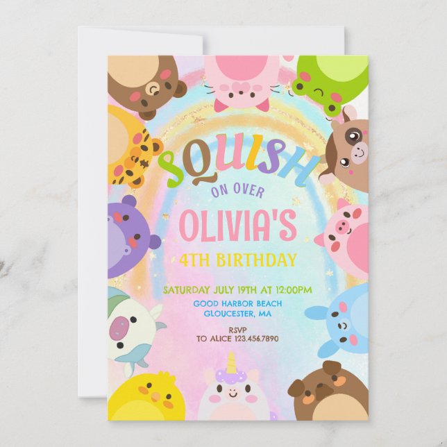 Invitación Aniversario del Squishmallow (Anverso)