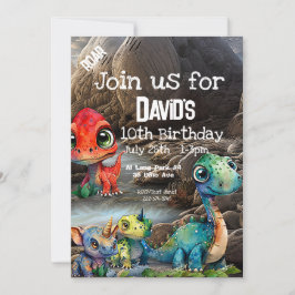 Invitación Aniversario del tema de los dinosaurios,