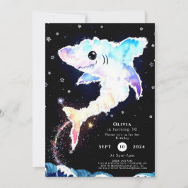 Invitación Aniversario del tiburón azul Deepsea simple