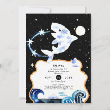 Aniversario del tiburón mágico simple pastoral