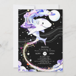 Invitación Aniversario del tiburón Personalizado de acuarela 