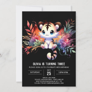 Invitación Aniversario del tigre de la jungla acuarela