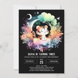 Invitación Aniversario del tigre de la jungla acuarela