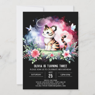 Invitación Aniversario del tigre elegante y brillante