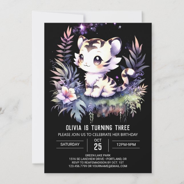 Invitación Aniversario del tigre elegante y brillante (Anverso)