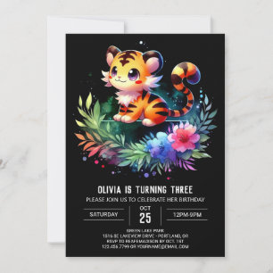 Invitación Aniversario del tigre majestuoso simple