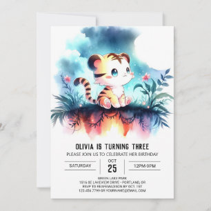 Invitación Aniversario del tigre moderno encantado