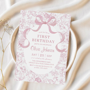 Invitación Aniversario del Toile de la Chinoiserie de color r