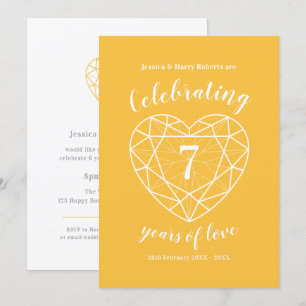 Invitación Aniversario del zafiro amarillo 7 años fiesta invi