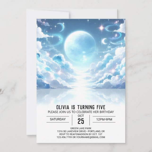 Invitación Aniversario digital celestial del espacio exterior (Anverso)