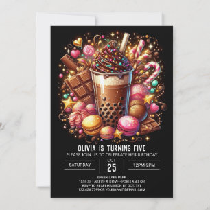 Invitación Aniversario digital de candelabro de chocolate fri