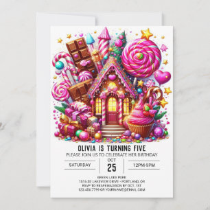 Invitación Aniversario digital de Candyland encantado