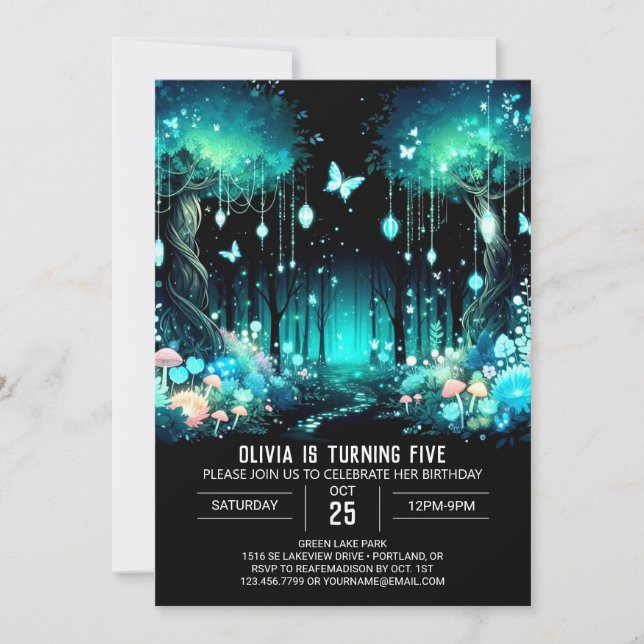 Invitación Aniversario digital de Woodland moderno encantado (Anverso)