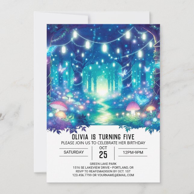 Invitación Aniversario digital de Woodland Sweet Magical (Anverso)