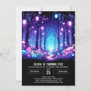 Invitación Aniversario digital del bosque mágico lindo