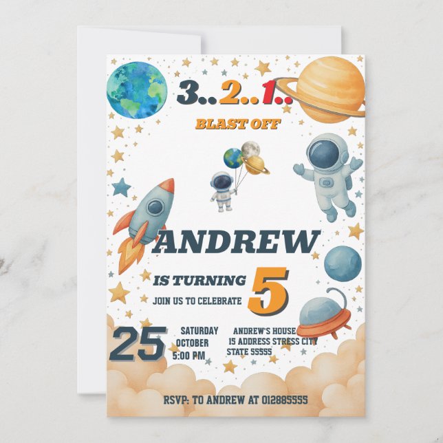 Invitación Aniversario digital del espacio exterior de los ni (Anverso)
