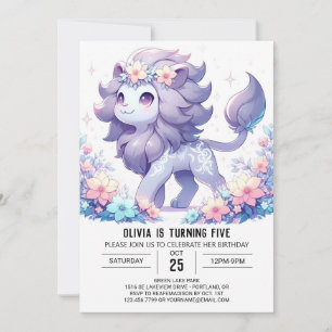 Invitación Aniversario digital del león divertido moderno