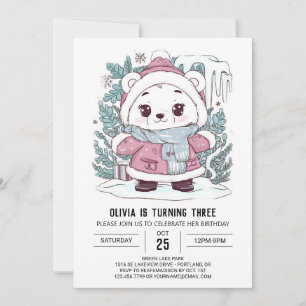 Invitación Aniversario digital del oso polar invernal encanta