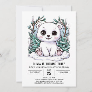 Invitación Aniversario digital del oso polar suntuoso