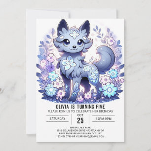 Invitación Aniversario digital del pequeño lobo caprichoso