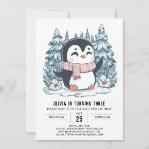 Invitación Aniversario digital del pingüino encantado por la 