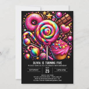 Invitación Aniversario digital Minimalista de Candyland