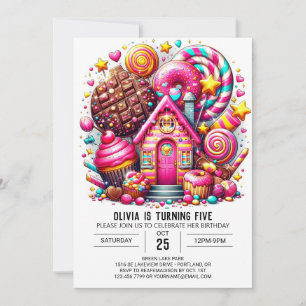 Invitación Aniversario digital simple de Candyland