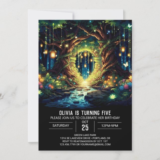 Invitación Aniversario digital simple de Woodland (Anverso)