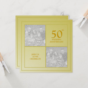 Invitación Aniversario dorado de fotos pasadas y presentes