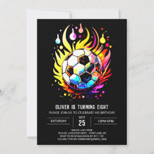 Invitación Aniversario editable de niños de fútbol mágico