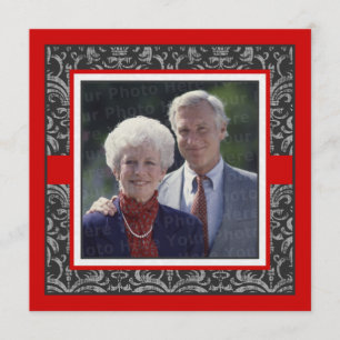 Invitación Aniversario elegante de la boda de la Damasco Roja