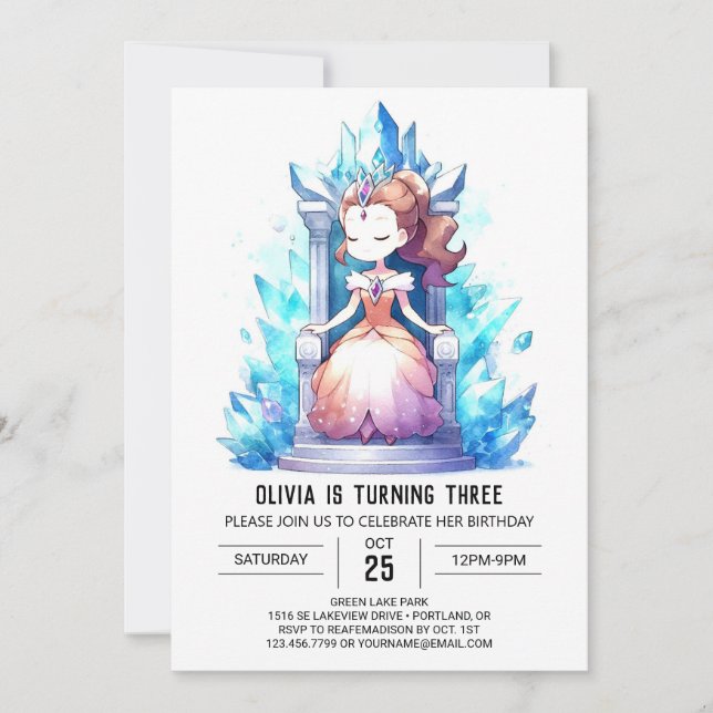 Invitación Aniversario elegante de la princesa de la copa (Anverso)
