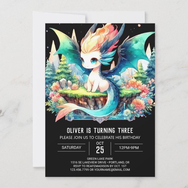 Invitación Aniversario elegante del Dragón (Anverso)