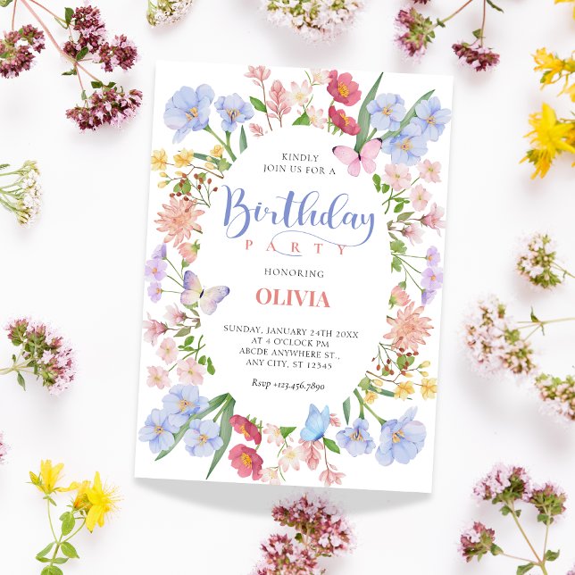 Invitación Aniversario estético de flores pastel (Subido por el creador)
