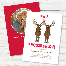 Invitación Aniversario Fiesta Cute Whimsical Moose Photo