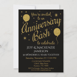 Invitación Aniversario Fiesta Festiva Globos de Or