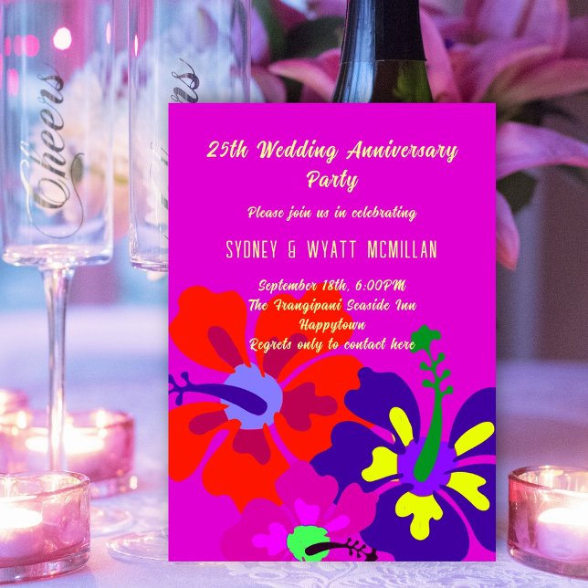 Invitación Aniversario Fiesta Negrita Diseño de Hibiscus (Subido por el creador)