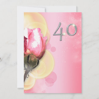 Invitación Aniversario floral amarillo rosa 40