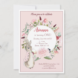 Invitación Aniversario floral clásico de Peter Rabbit