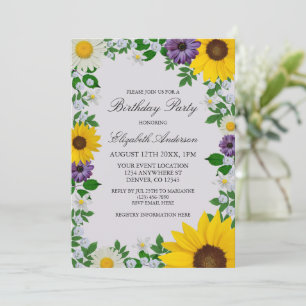 Invitación Aniversario floral de la margarita del girasol rús