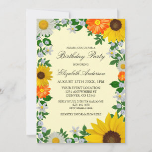 Invitación Aniversario floral de la margarita del girasol rús
