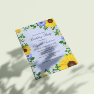 Invitación Aniversario floral de la margarita del girasol rús